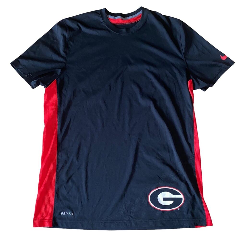 Nike Dri-Fit Georgia Dawgs Short Sleeve Pullover Shirt with mesh sides red/black